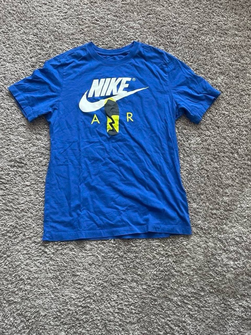 Nike Men’s Royal Blue Short-Sleeve Logo Tee with Yellow Accent